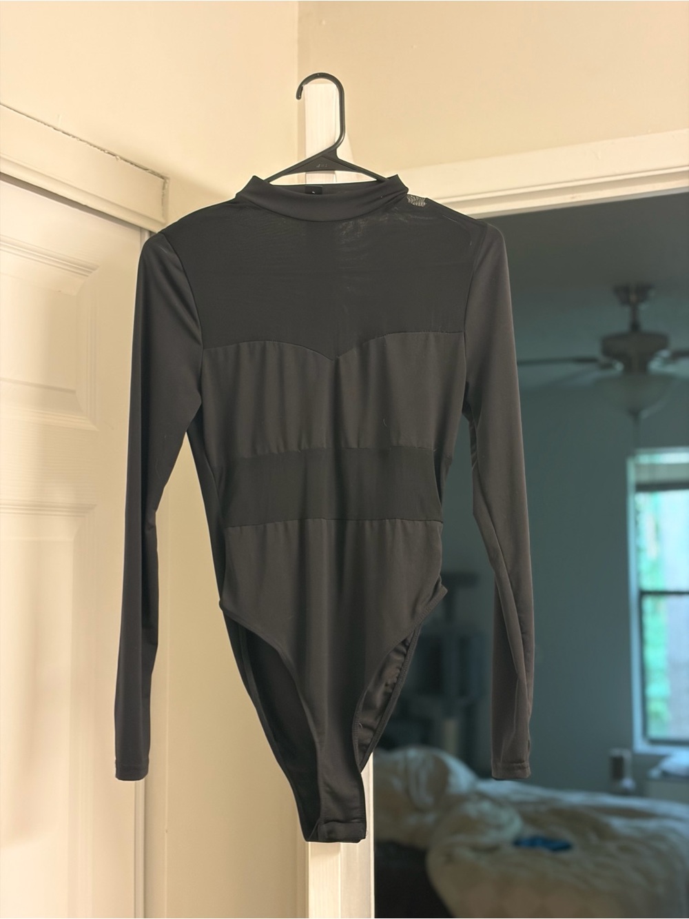 SHEIN Black Long Sleeve Mock Neck Bodysuit
